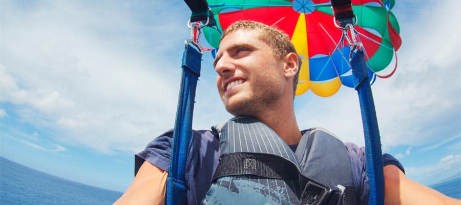 Parasailing on a cruise to Great Stirrup Cay